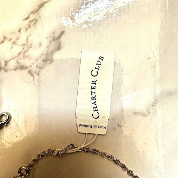 Charter club silver tone and pink rhinestone necklace - Picture 4 of 9